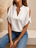 Cold Shoulder Notched Blouse