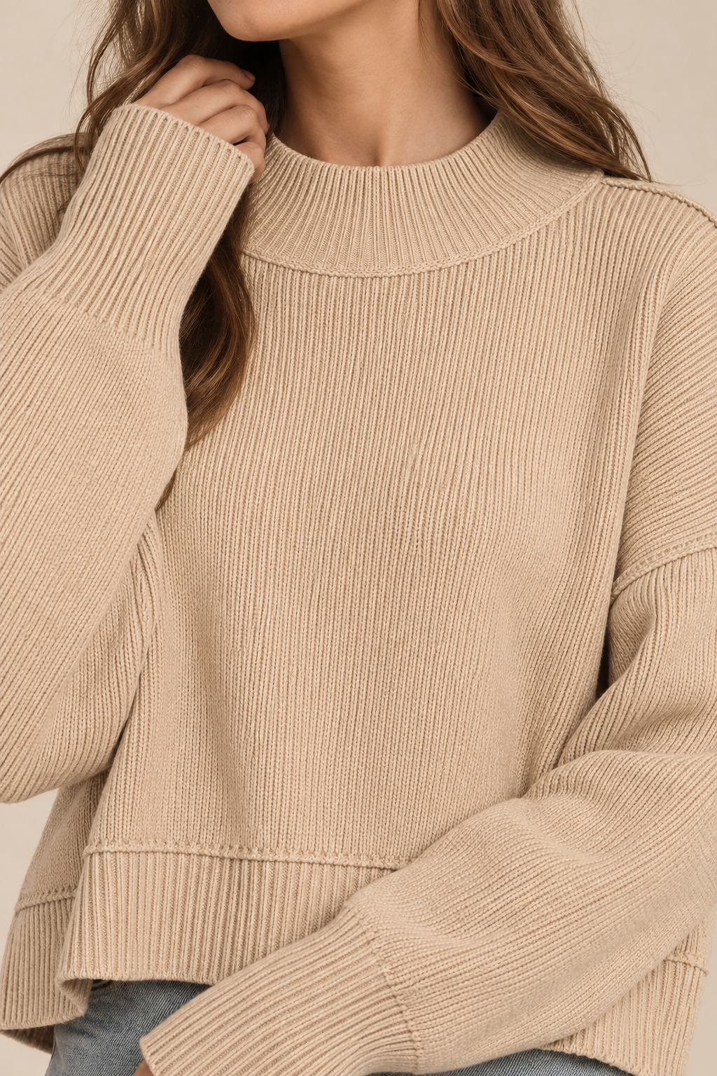 The Side-Slit Cropped Knit Sweater