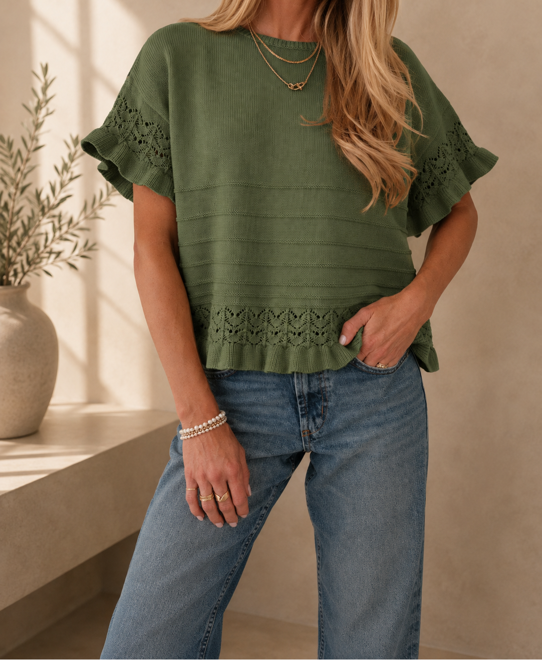 The Emilia Knit Top | Romantic Lace Detail