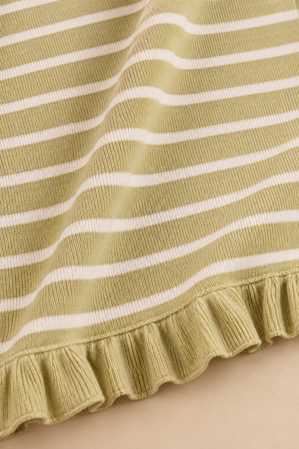 The Striped Knit Ruffle Maxi Dress