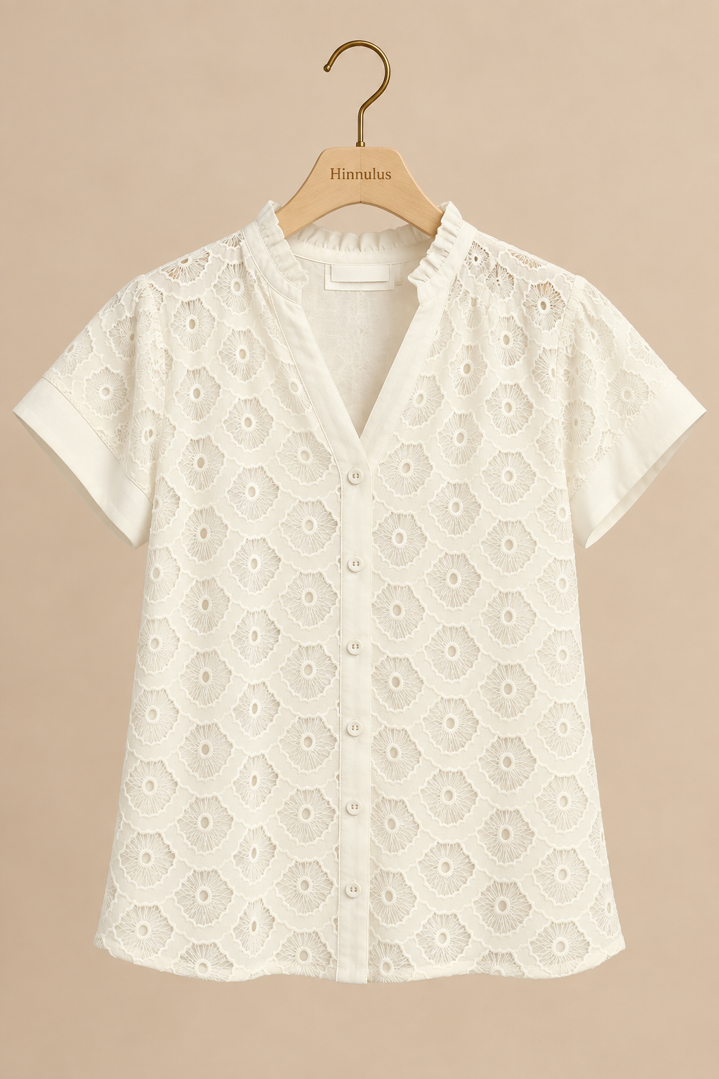Lace Button-Front Blouse