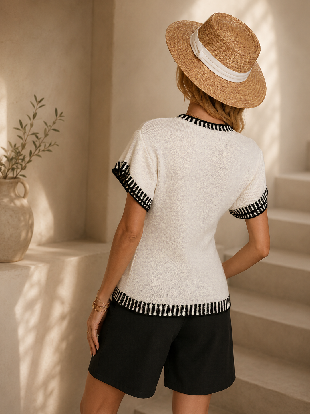 The Madeline Knit Top | Signature Contrast Cotton
