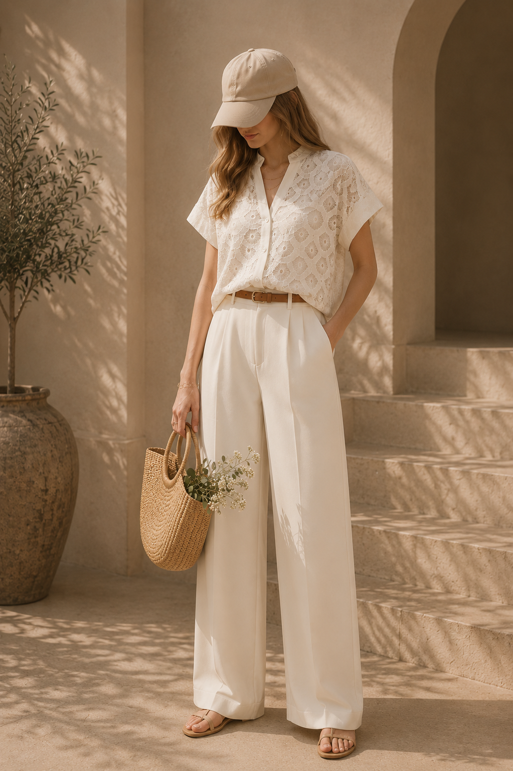 Lace Button-Front Blouse