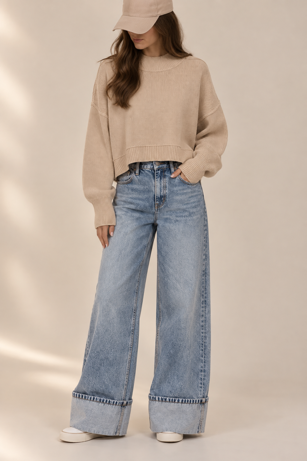 The Side-Slit Cropped Knit Sweater