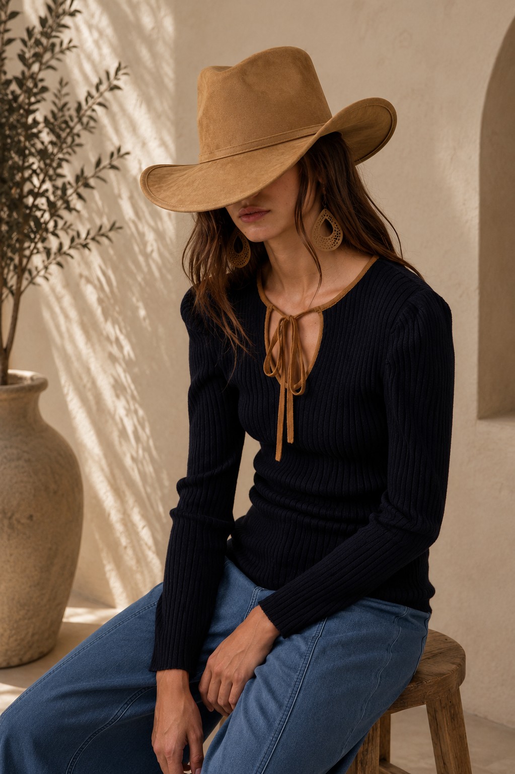 The Rosalie Knit Top | Contrast Tie Elegance