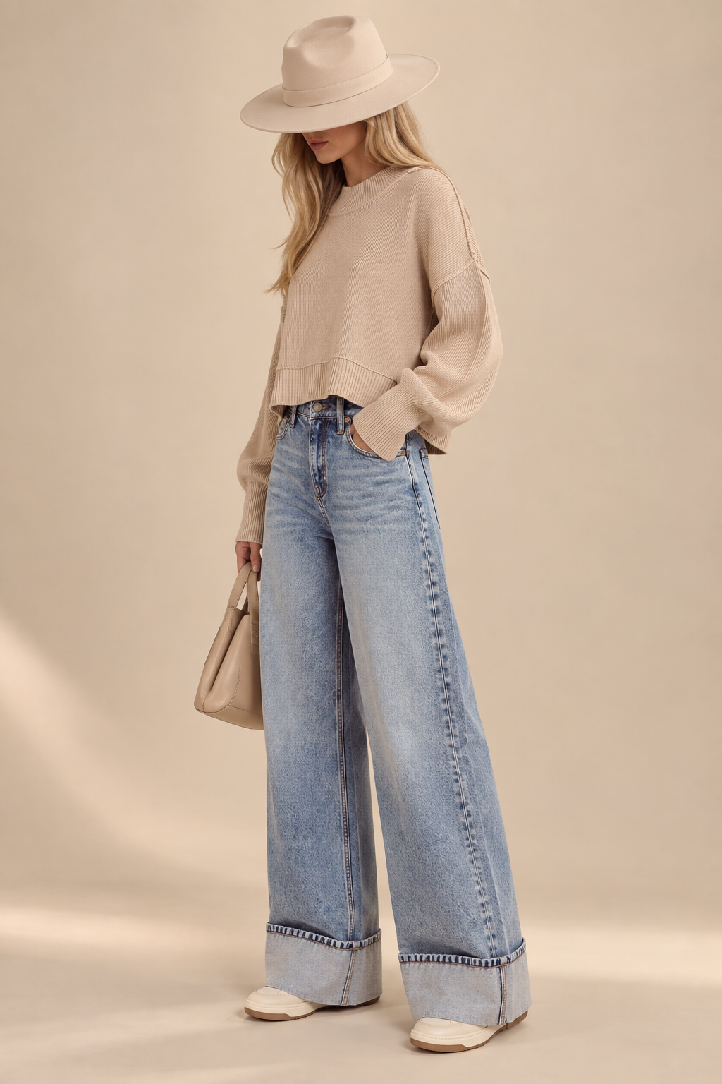 The Side-Slit Cropped Knit Sweater