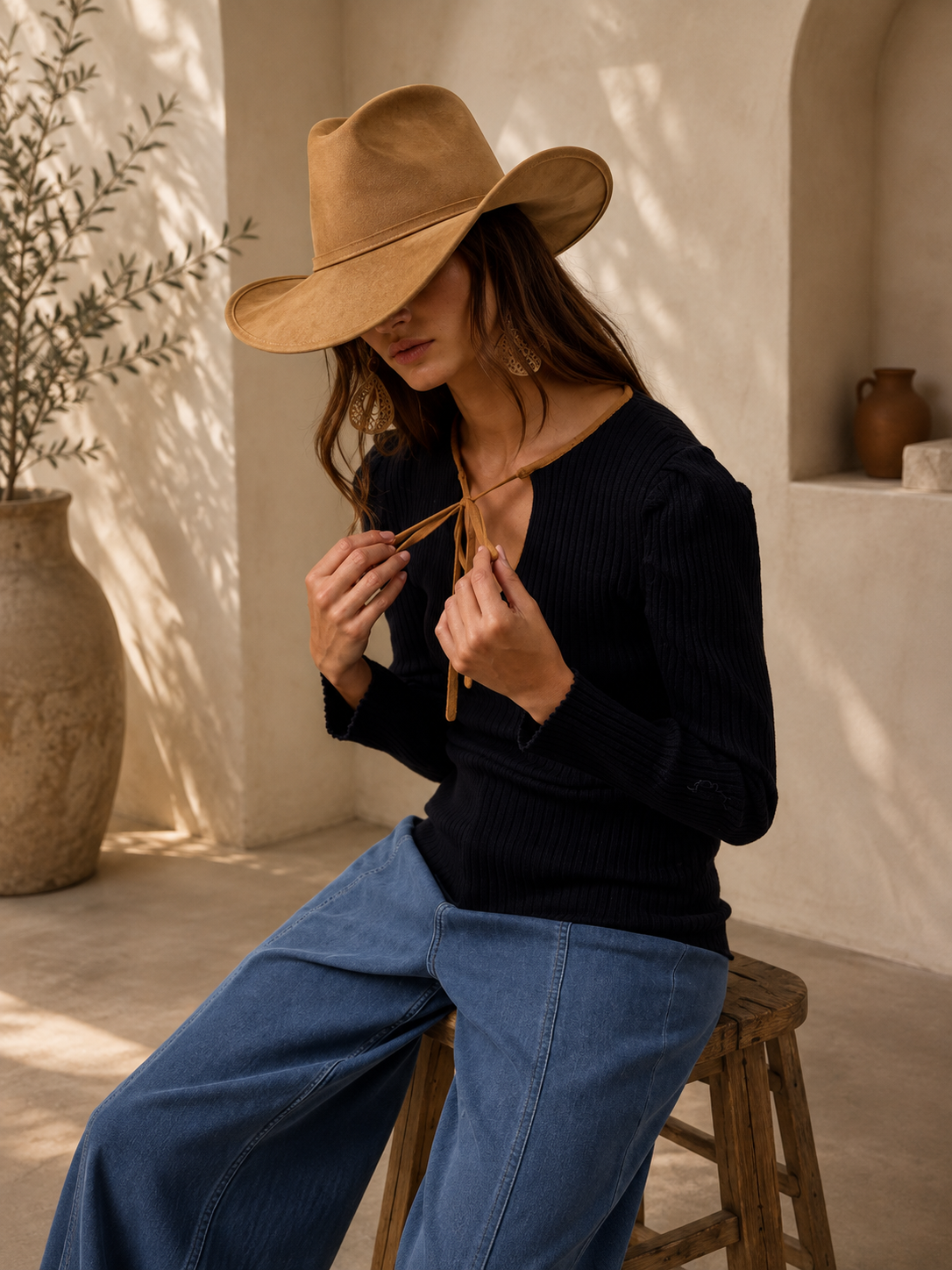 The Rosalie Knit Top | Contrast Tie Elegance