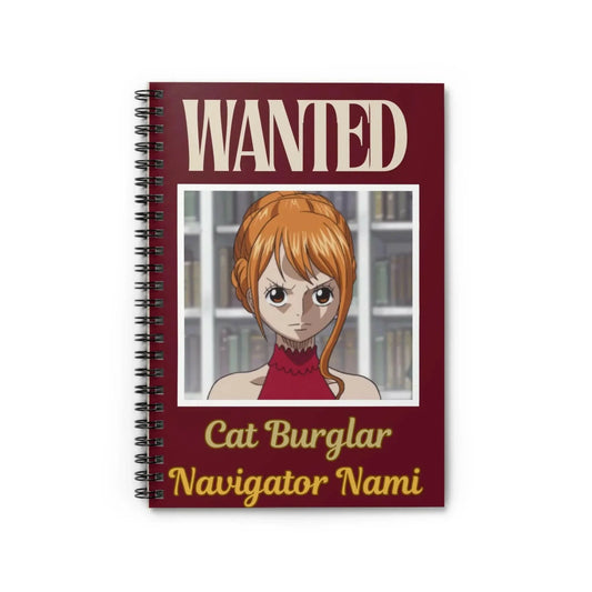 Anime Wanted Spiral Notebook - Cat Burglar Nami, Cute Stationery, Gift for Fans, Journaling, Art, School Supplies - Hinnulus
