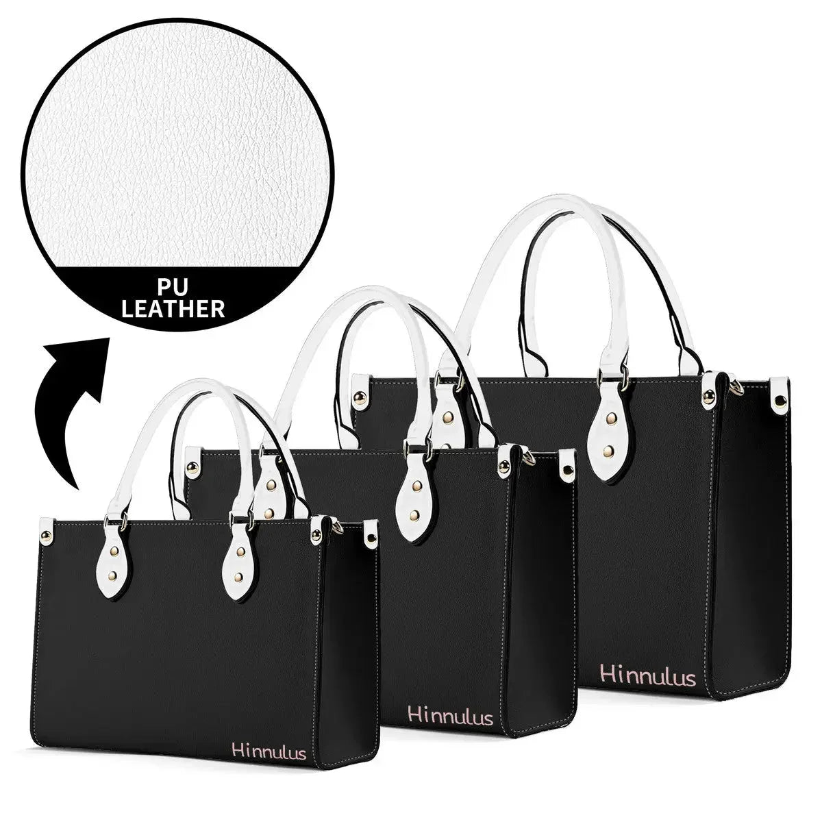 Black Handbag with Brand Name | Medium Size – Stylish Women’s Purse - Hinnulus