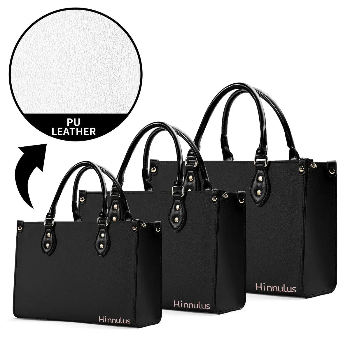Black Handbag with Brand Name | Medium Size – Stylish Women’s Purse - Hinnulus