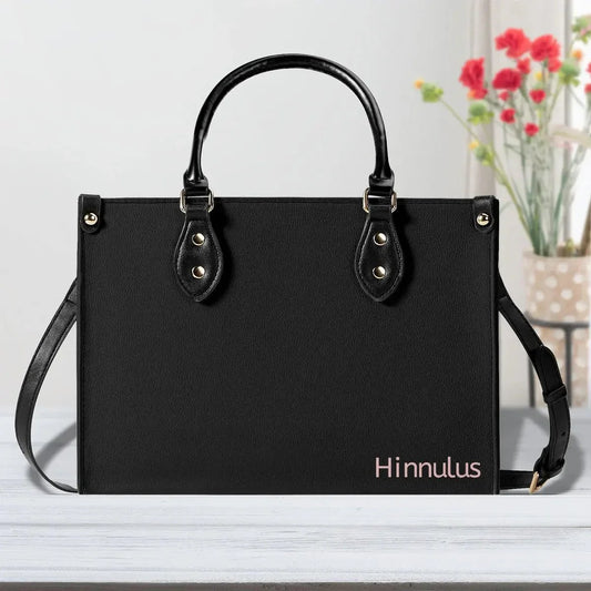 Black Handbag with Brand Name | Medium Size – Stylish Women’s Purse - Hinnulus