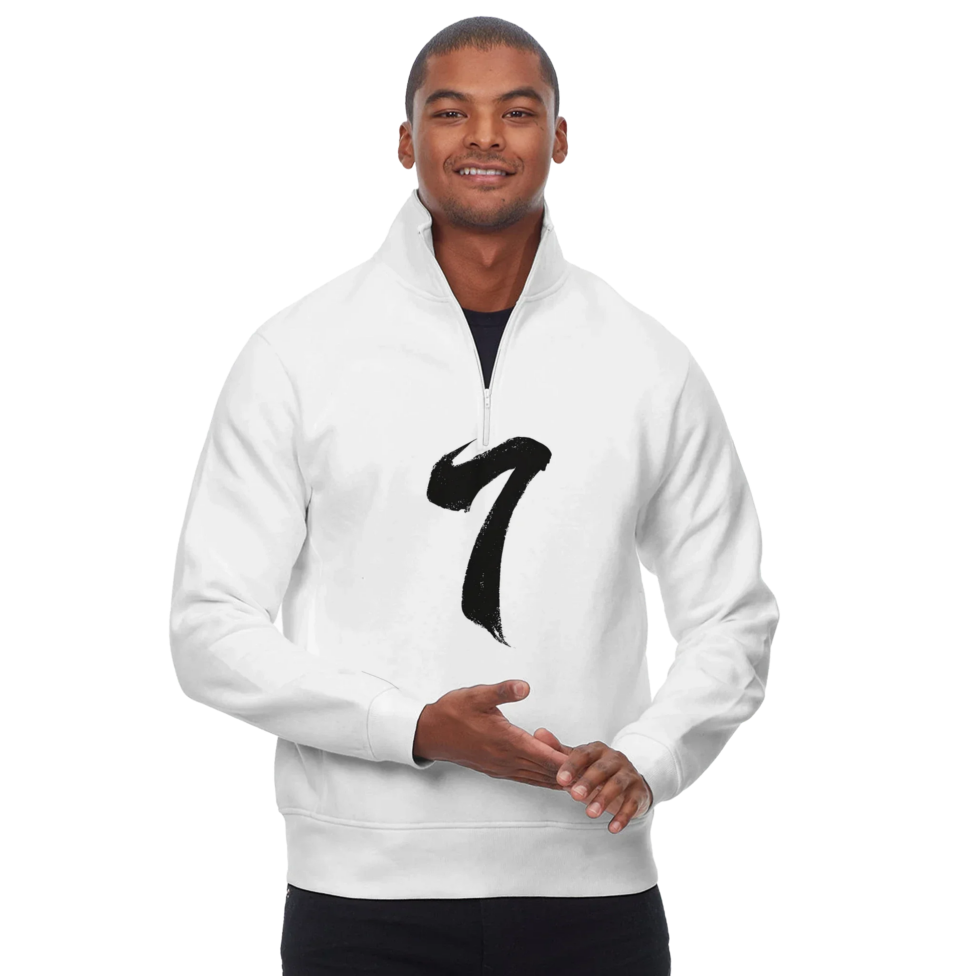 White Fleece Quarter-Zip Sweatshirt - Threadfast Ultimate - Hinnulus