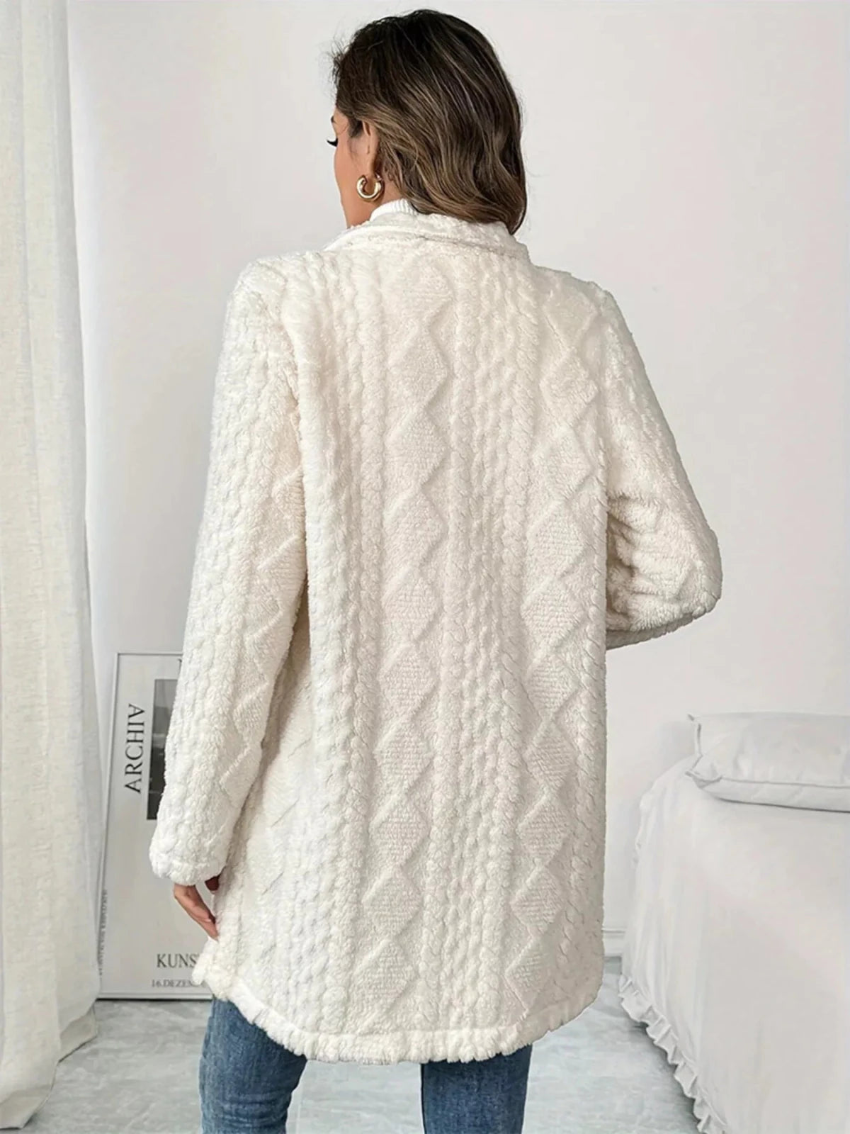 Fleece Double - Breasted Longline Coat - Hinnulus