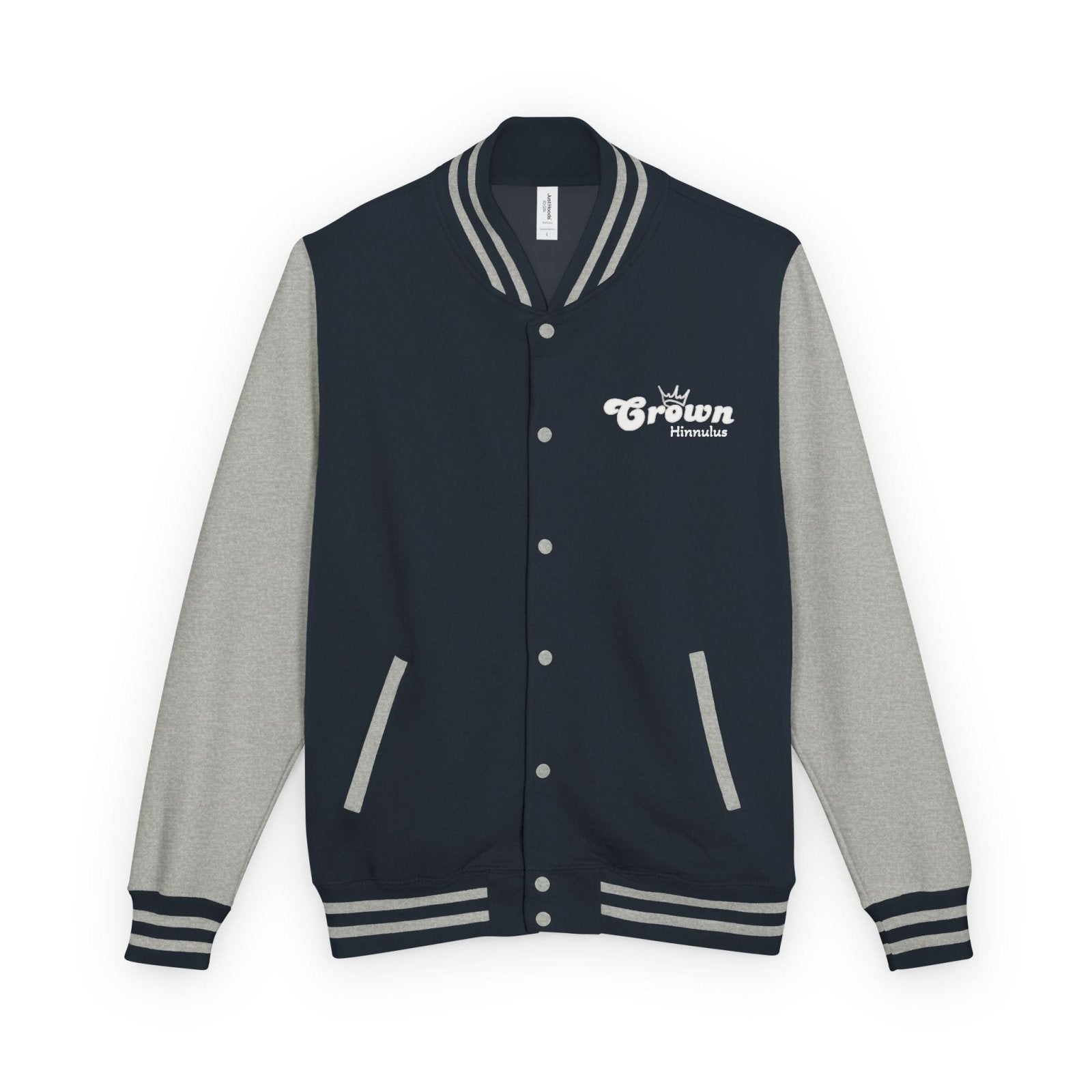 Letterman Jacket — Minimal Floral Patch Varsity Jacket - Hinnulus