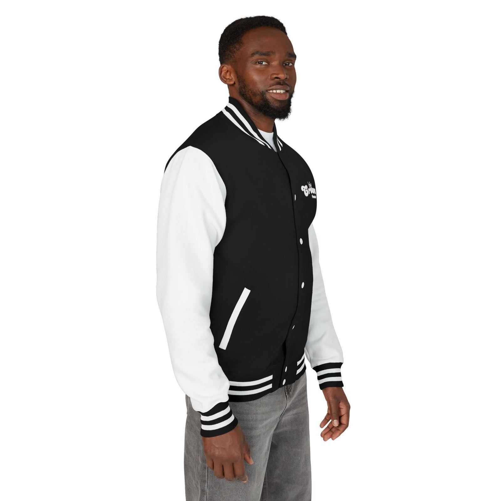 Letterman Jacket — Minimal Floral Patch Varsity Jacket - Hinnulus