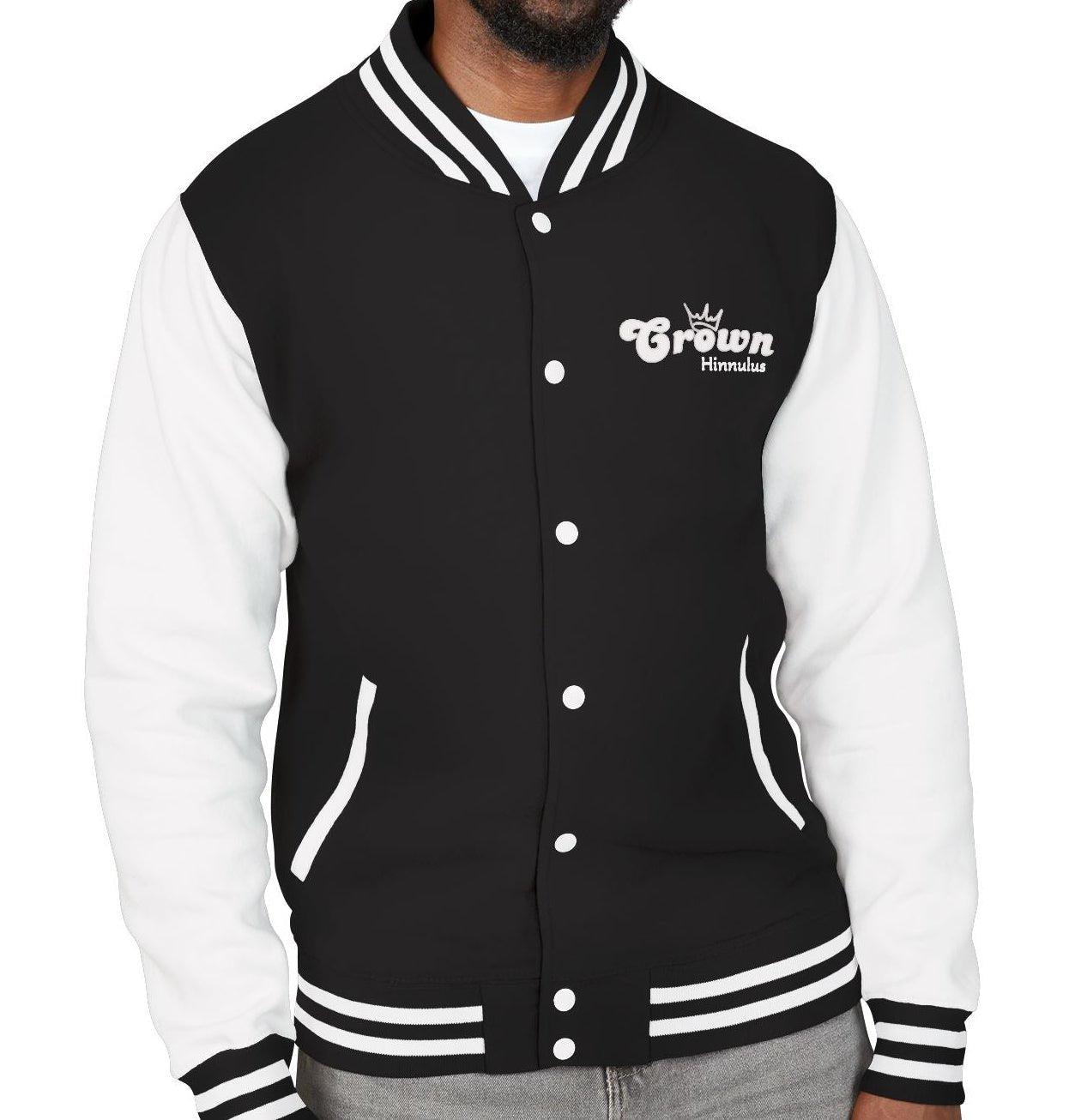 Letterman Jacket — Minimal Floral Patch Varsity Jacket - Hinnulus