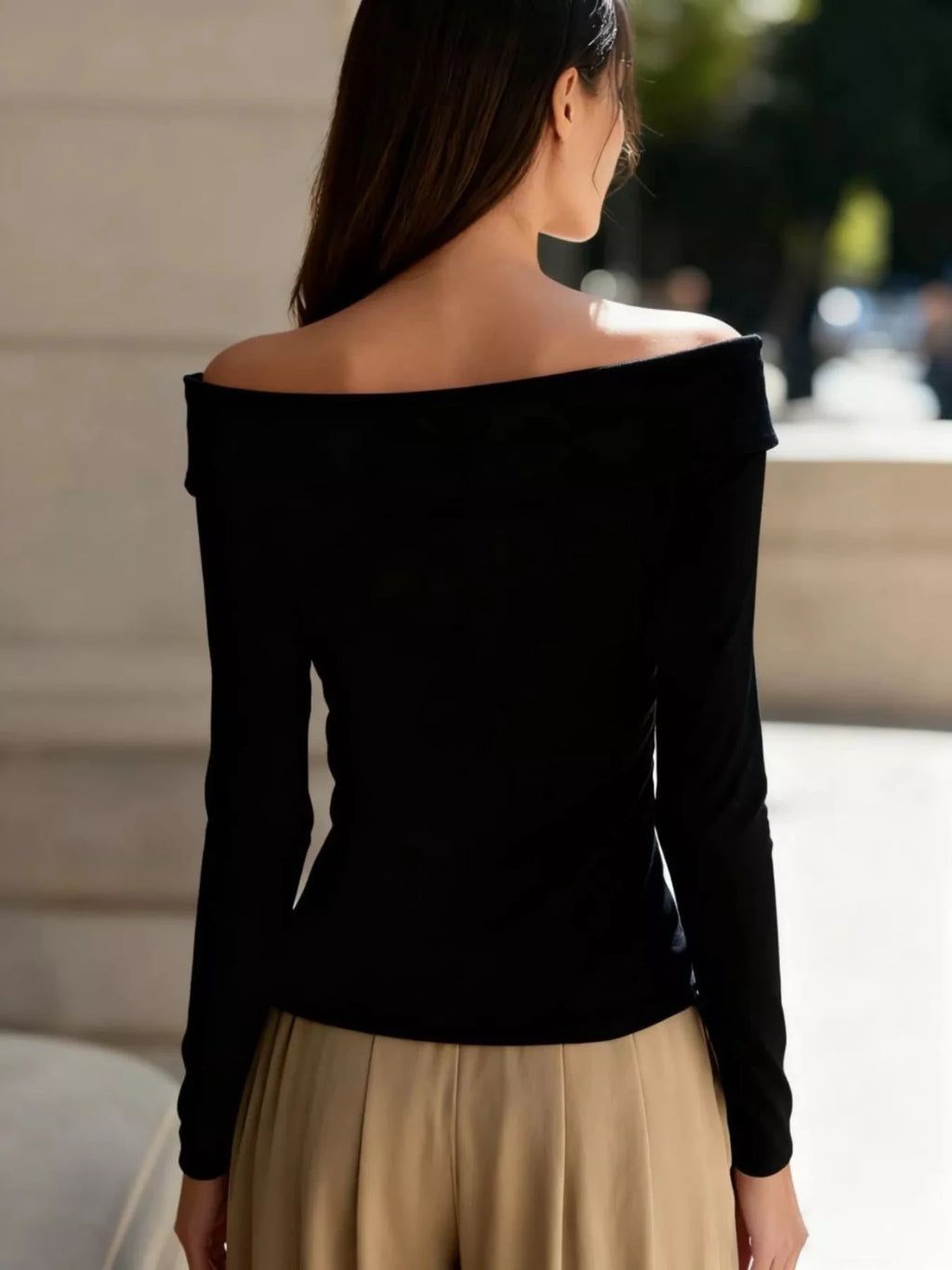 Off - Shoulder Button Detail Blouse - Hinnulus