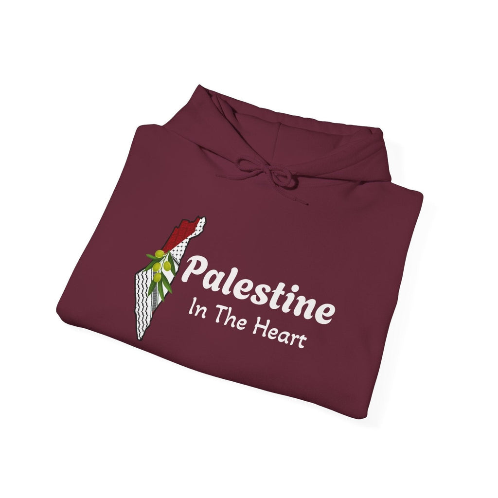 Palestine In The Heart Hoodie – Solidarity Flag Graphic Hooded Sweatshirt - Hinnulus