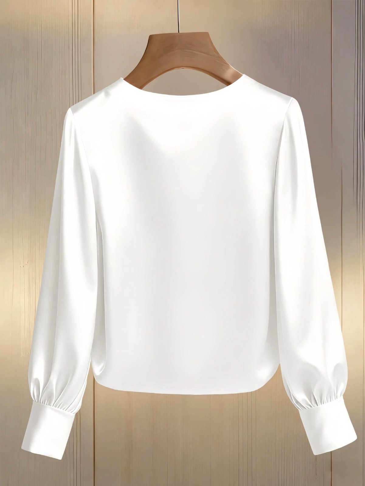 Pearl Trim Round Neck Silk Blouse - Hinnulus