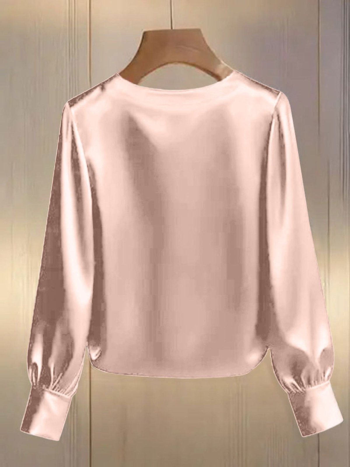 Pearl Trim Round Neck Silk Blouse - Hinnulus
