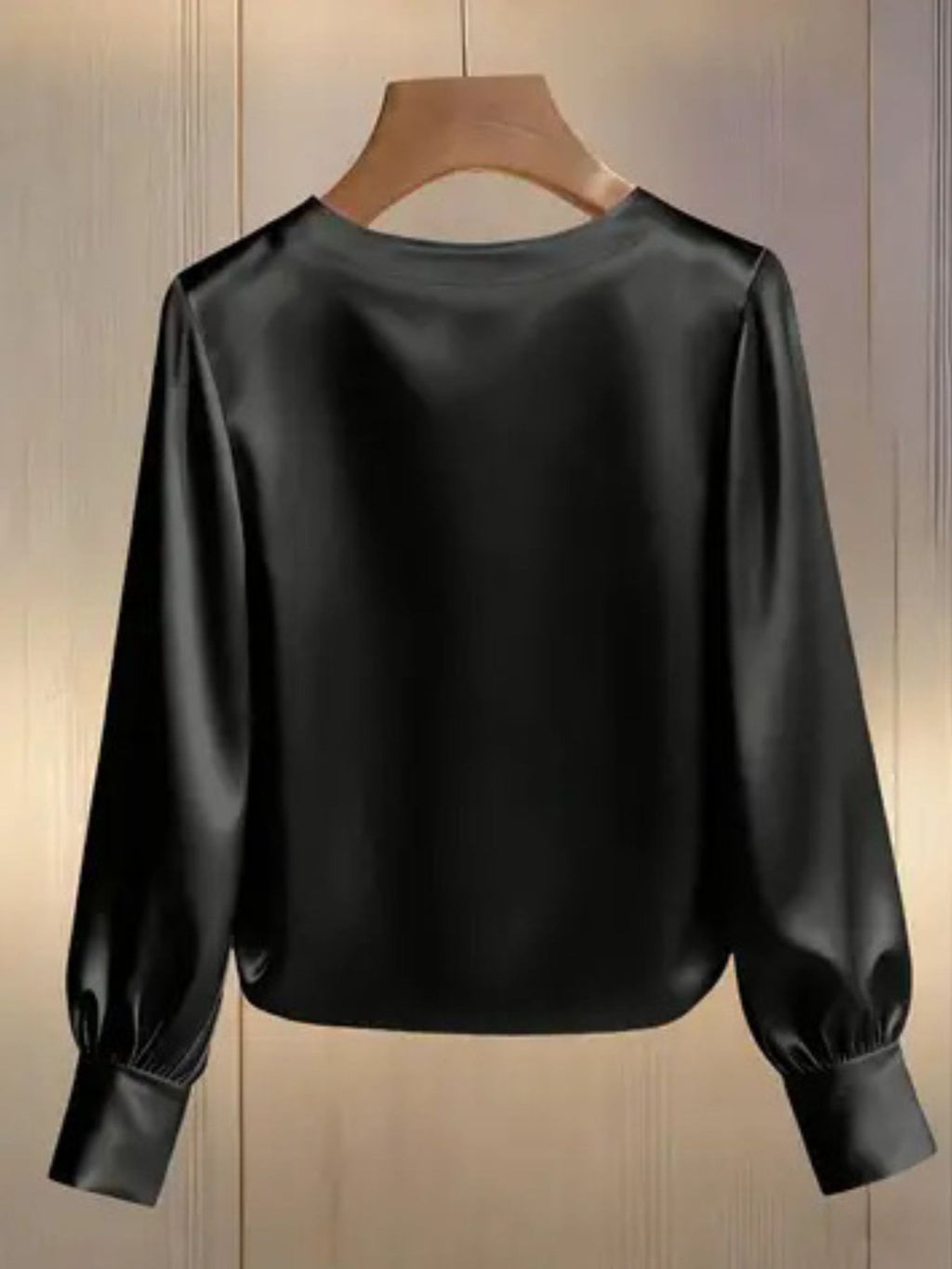 Pearl Trim Round Neck Silk Blouse - Hinnulus