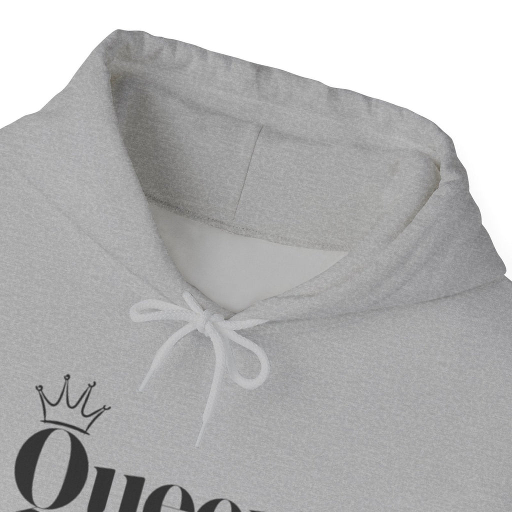 Queen Gothic Script Hoodie — Black Crowned Queen Sweatshirt - Hinnulus
