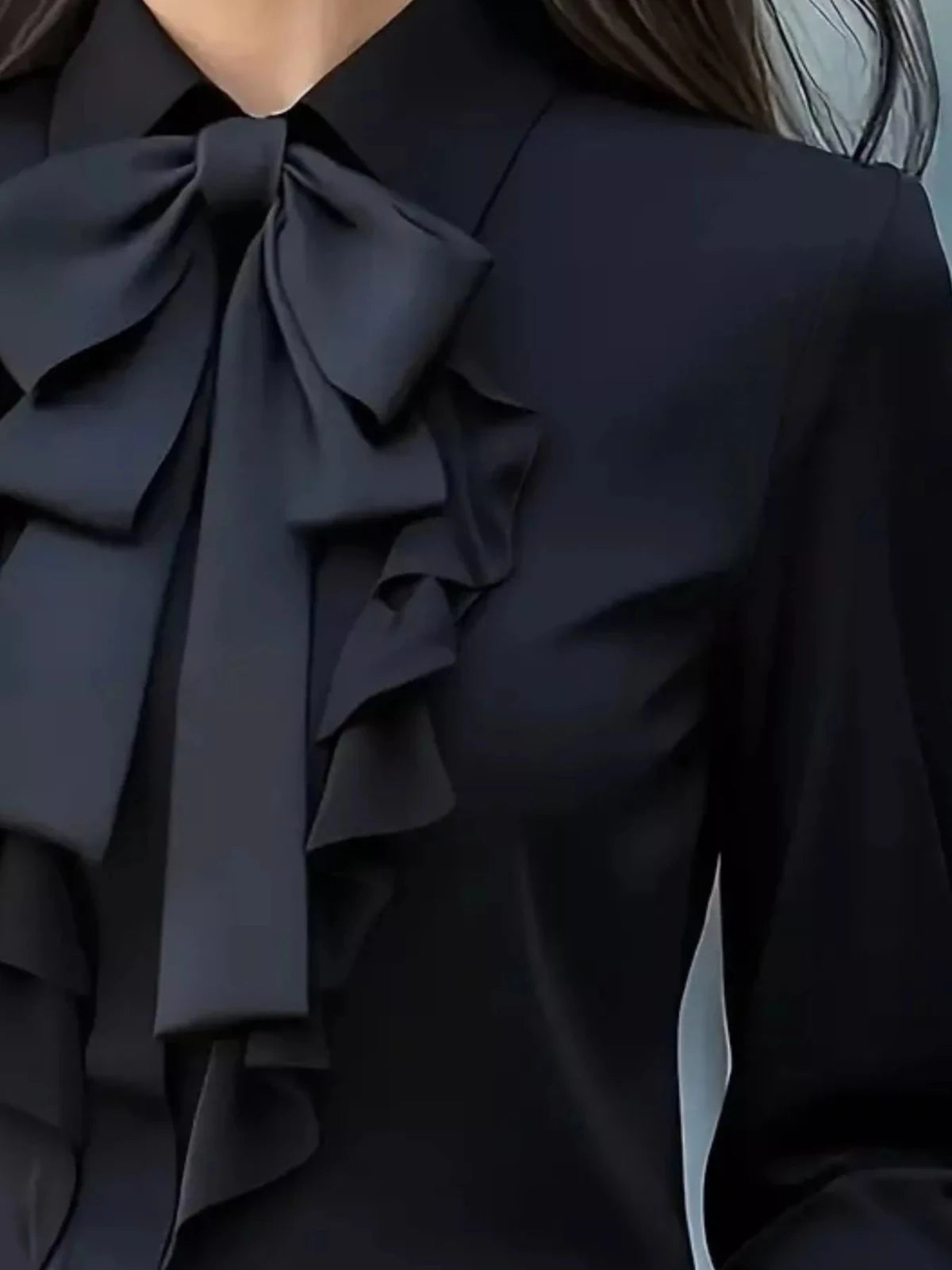 Ruffled Tie Front Long Sleeve Blouse - Hinnulus