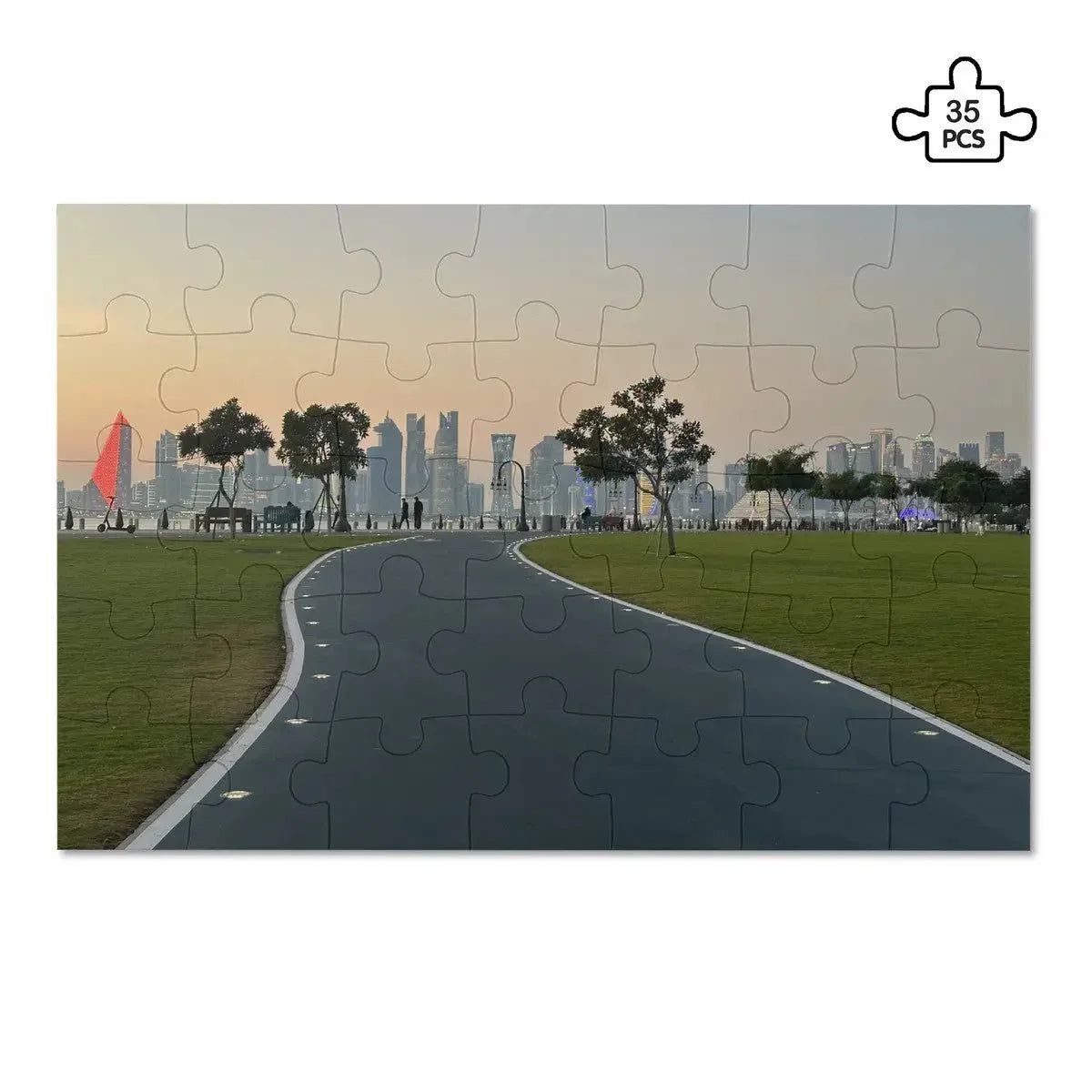 Sunset Skyline Puzzle – Doha Qatar Tower - Hinnulus
